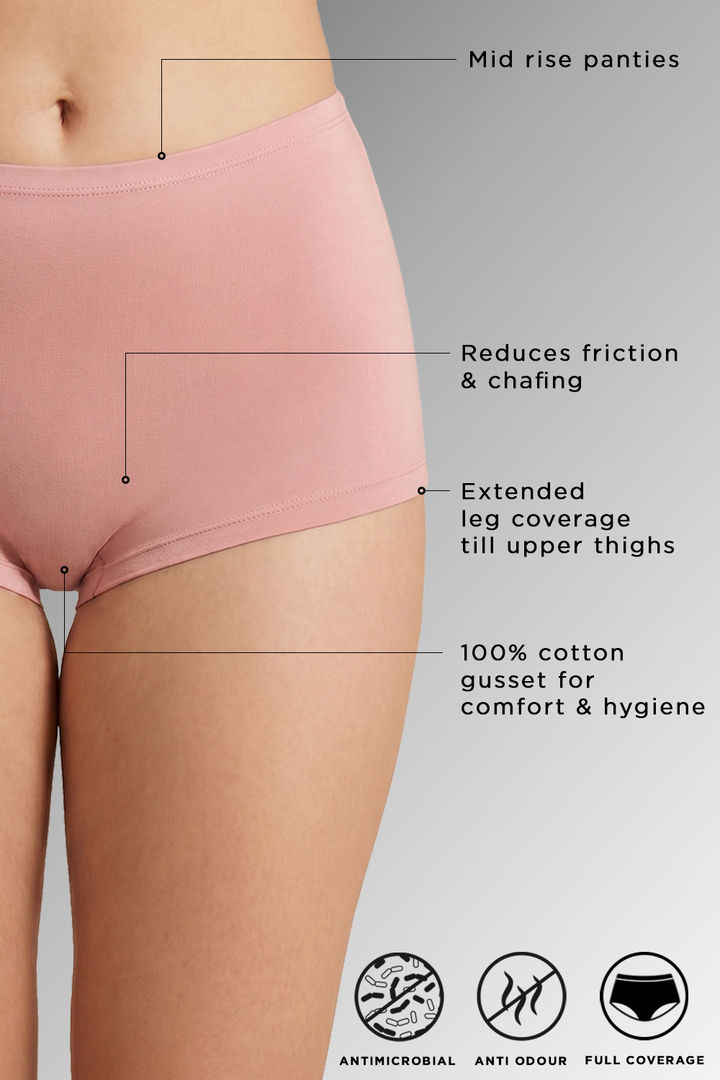 Zivame Medium Rise Full Coverage Boyshorts (Pack of 2) - Roebuck — image 6